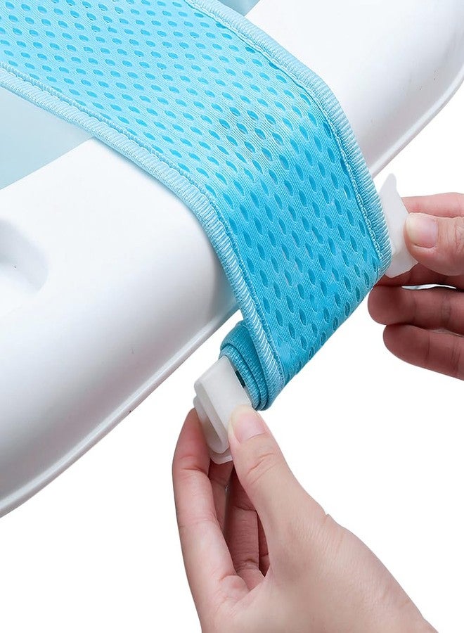 IBLUELOVER Baby Bath Seat Support Net Infant Bathing Support Mat Newborn Bath Tub Seat Cushion Pad with Five Safety Support Corner Adjustable Mesh Bathtub Sling Non Slip Shower Pad for 0-18 Months (Blue) - Image 4